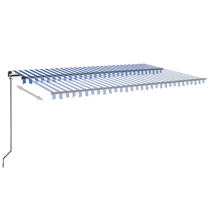 Manual Retractable Awning with LED 500x300 cm Blue and White