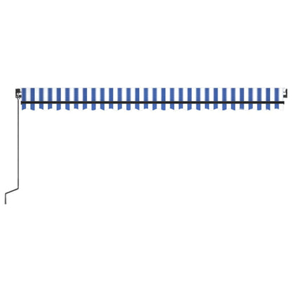 Manual Retractable Awning with LED 500x300 cm Blue and White