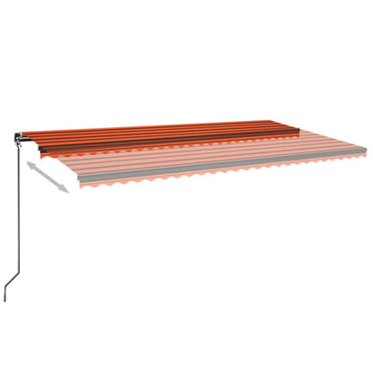 3069165 vidaXL Manual Retractable Awning with LED 600x300 cm Orange and Brown (313244+46864)