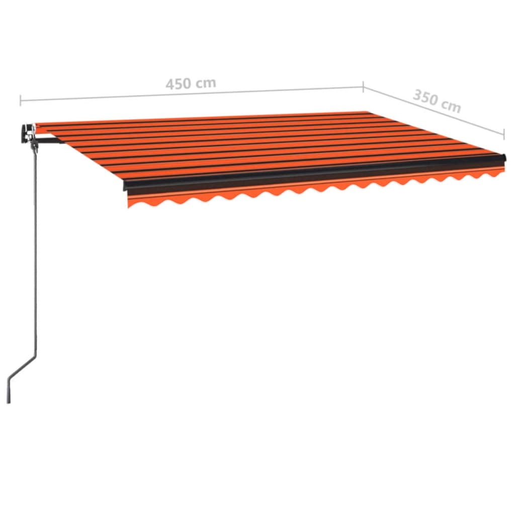 Manual Retractable Awning with LED 450x350 cm Orange and Brown