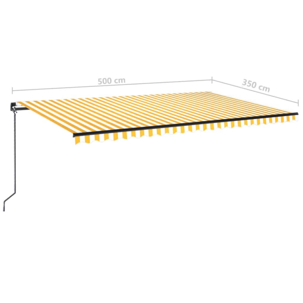 Manual Retractable Awning with LED 500x350 cm Yellow and White