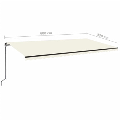 Manual Retractable Awning with LED 600x350 cm Cream