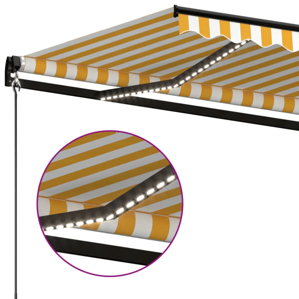 Manual Retractable Awning with LED 600x350 cm Yellow and White