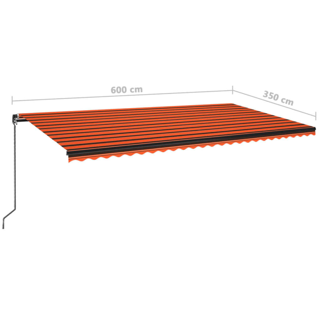 Manual Retractable Awning with LED 600x350 cm Orange and Brown