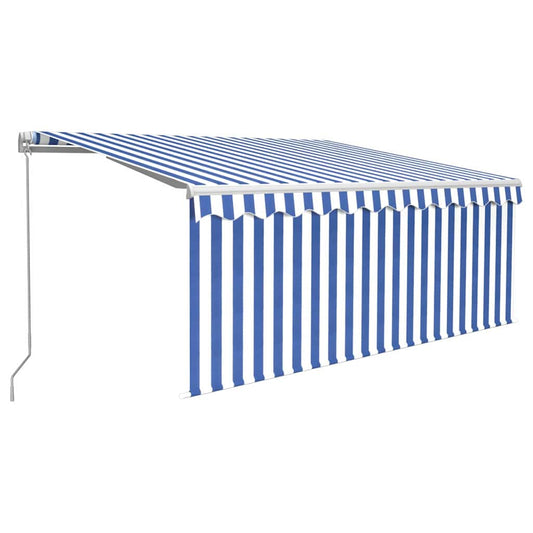 Manual Awning 3 x 2.5 m Blue and White Stripe 100% Polyester