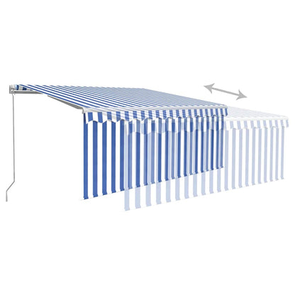 Manual Retractable Awning with Blind 3x2.5m Blue&White