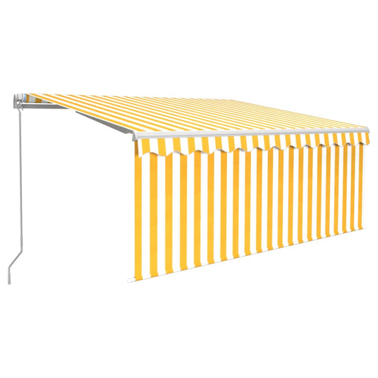 3069283 vidaXL Manual Retractable Awning with Blind&LED 3,5x2,5m Yellow&White (313200+313174+313282)