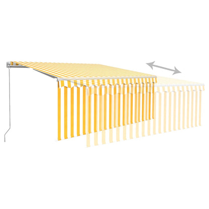3069283 vidaXL Manual Retractable Awning with Blind&LED 3,5x2,5m Yellow&White (313200+313174+313282)
