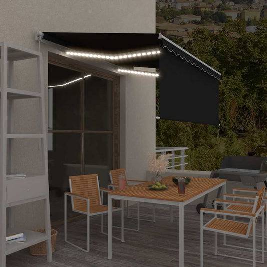 3069284 vidaXL Manual Retractable Awning with Blind&LED 3,5x2,5m Anthracite (313200+46848+313288)