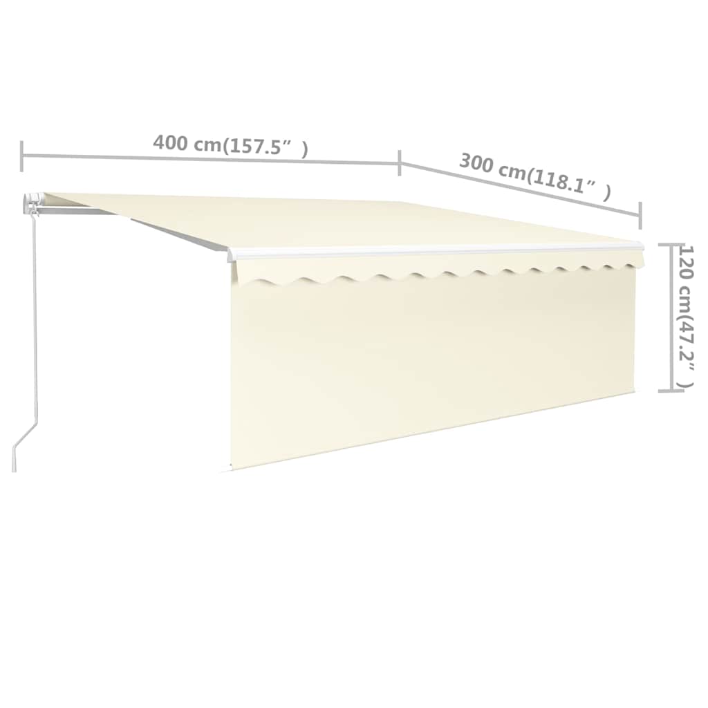 Manual Retractable Awning with Blind 4x3m Cream