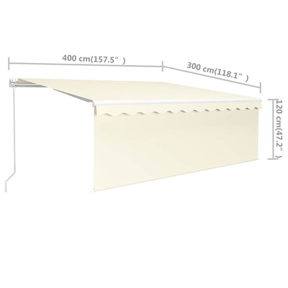 Manual Retractable Awning with Blind 4x3m Cream