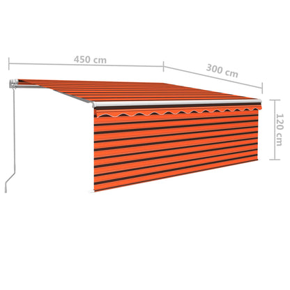 Manual Retractable Awning with Blind&LED 4.5x3m Orange&Brown