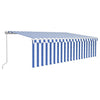 Manual Retractable Awning with Blind 5x3m Blue&White