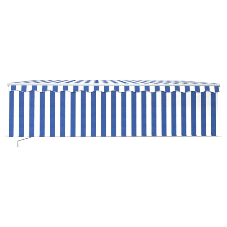Manual Retractable Awning with Blind 5x3m Blue&White