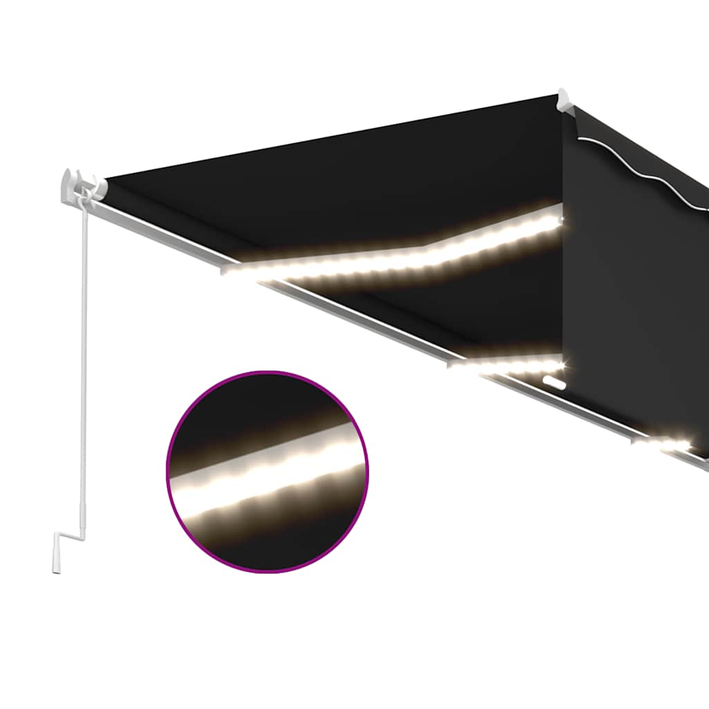 Manual Retractable Awning with Blind&LED 6x3m Anthracite
