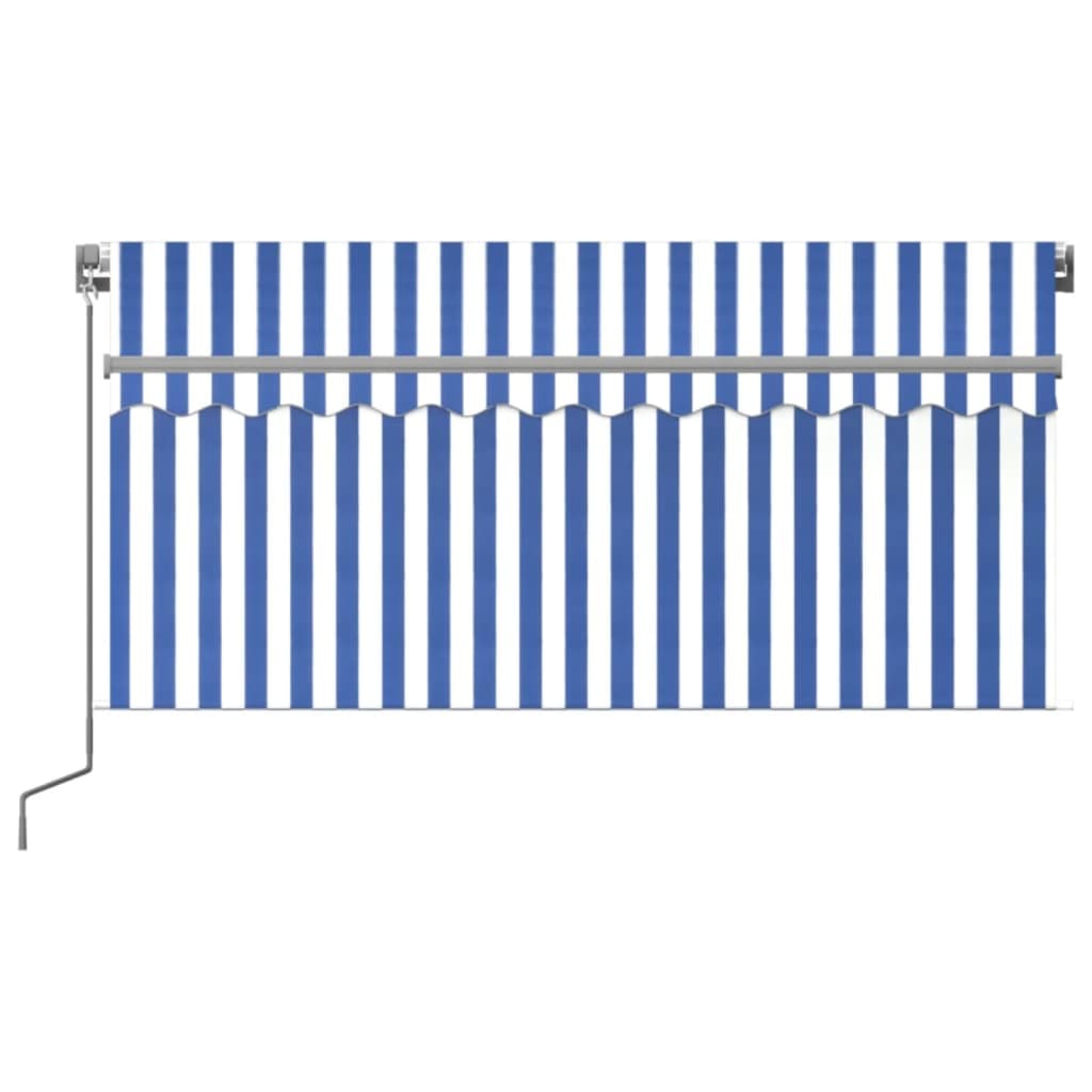 Manual Retractable Awning with Blind 3x2.5m Blue&White