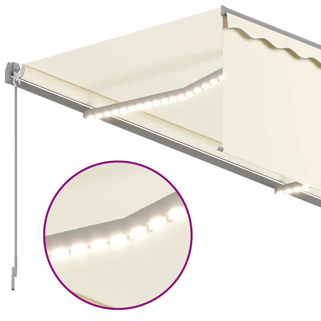 Manual Retractable Awning with Blind&LED 3x2.5m Cream