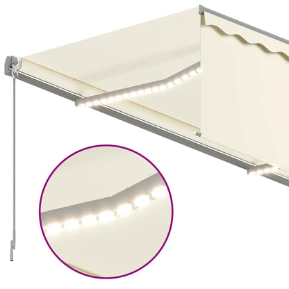 Manual Retractable Awning with Blind&LED 3x2.5m Cream