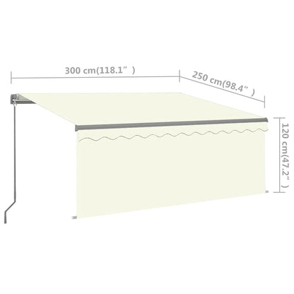Manual Retractable Awning with Blind&LED 3x2.5m Cream