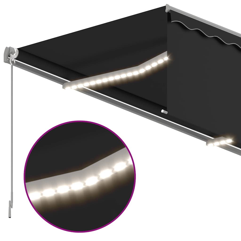 Manual Retractable Awning with Blind&LED 3x2.5m Anthracite