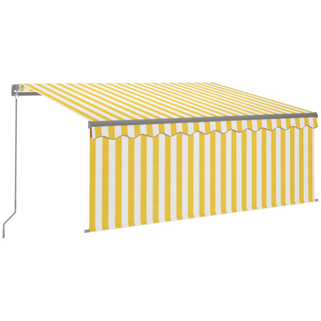 3069398 vidaXL Manual Retractable Awning with Blind 3,5x2,5m Yellow&White (313230+313174+313282)