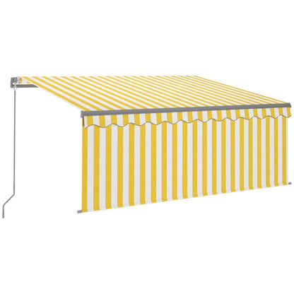3069398 vidaXL Manual Retractable Awning with Blind 3,5x2,5m Yellow&White (313230+313174+313282)