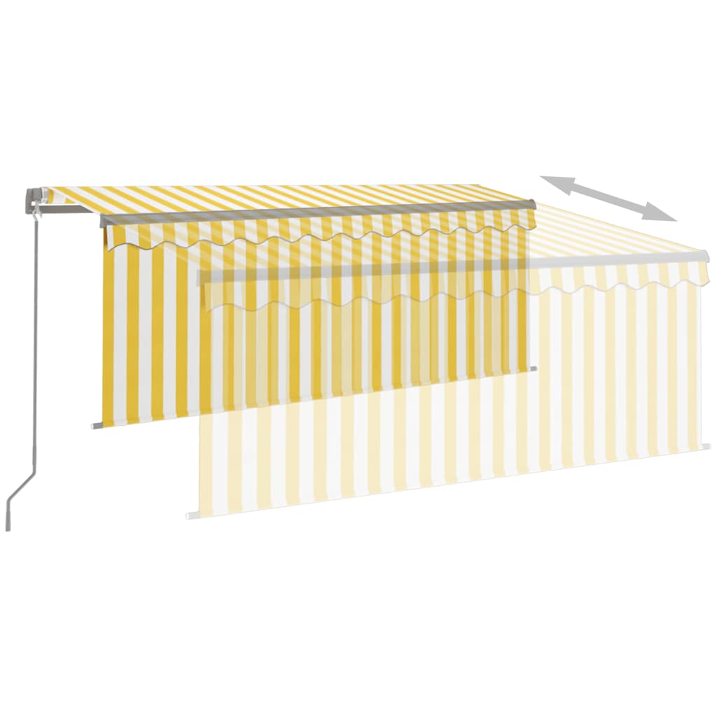 3069398 vidaXL Manual Retractable Awning with Blind 3,5x2,5m Yellow&White (313230+313174+313282)