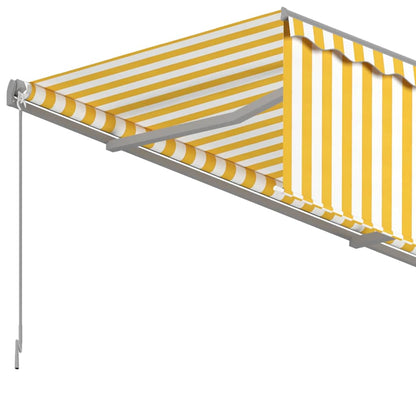 3069398 vidaXL Manual Retractable Awning with Blind 3,5x2,5m Yellow&White (313230+313174+313282)