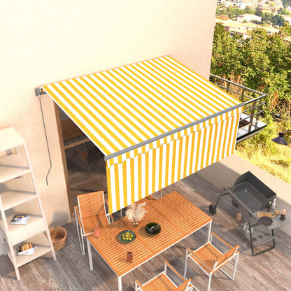 3069398 vidaXL Manual Retractable Awning with Blind 3,5x2,5m Yellow&White (313230+313174+313282)