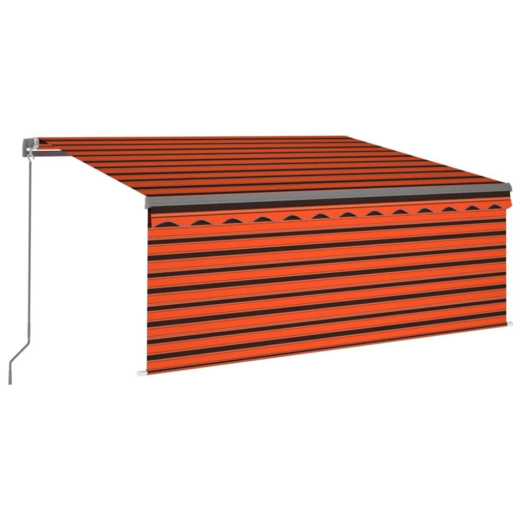 3069400 vidaXL Manual Retractable Awning with Blind 3,5x2,5m Orange&Brown (313230+46860+313294)