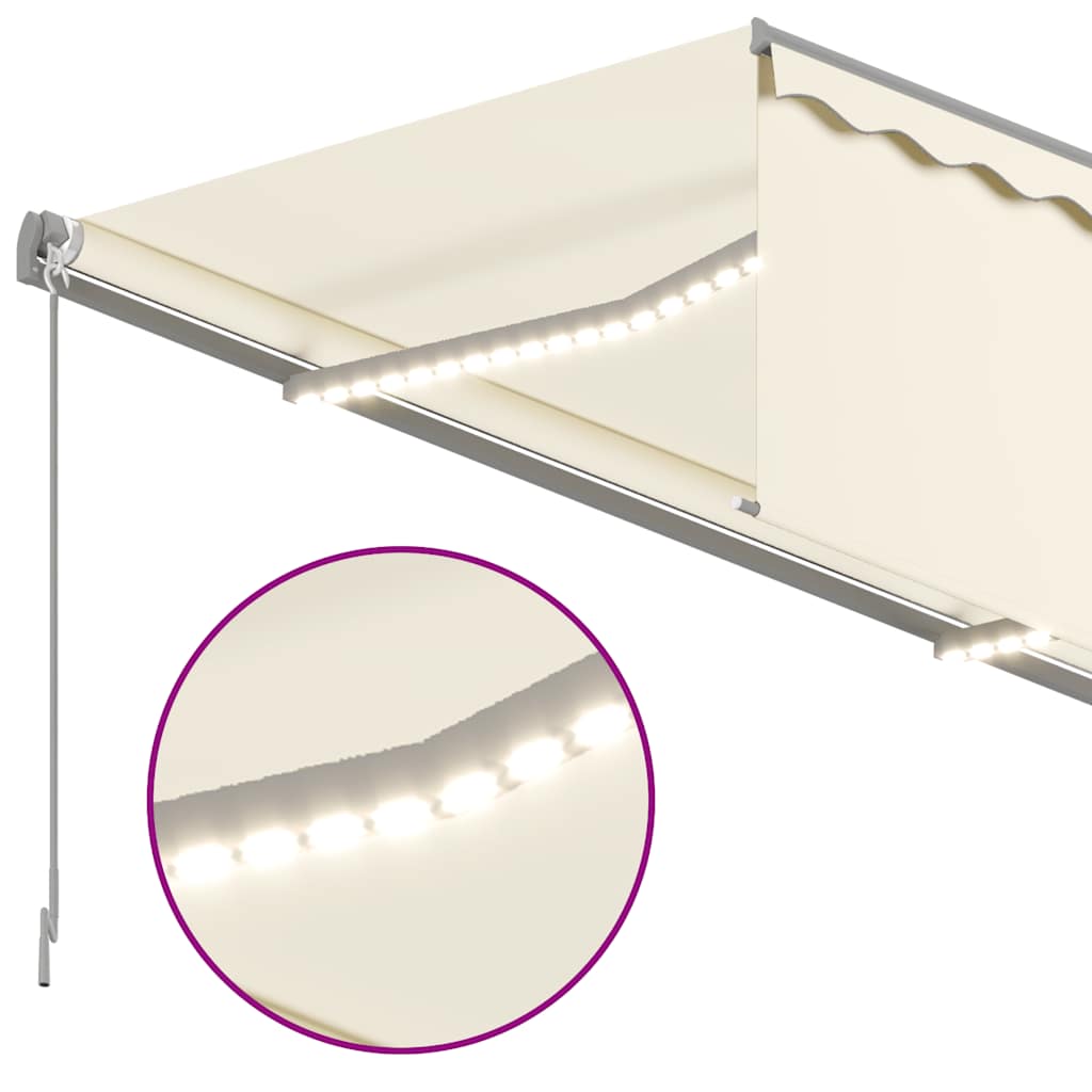 Manual Retractable Awning with Blind&LED 3.5x2.5m Cream