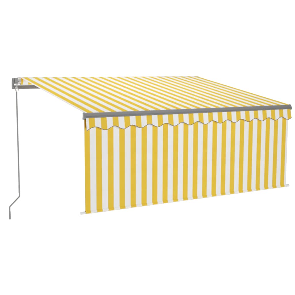 3069403 vidaXL Manual Retractable Awning with Blind&LED 3,5x2,5m Yellow&White (313240+313174+313282)