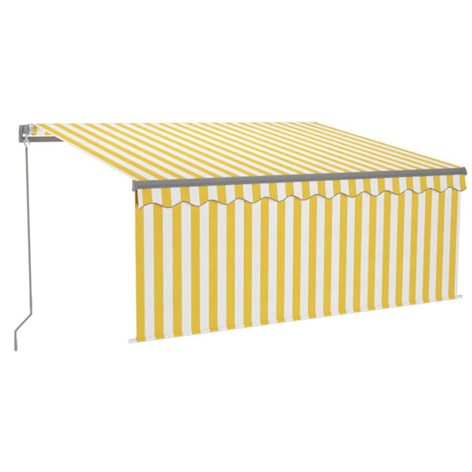 3069403 vidaXL Manual Retractable Awning with Blind&LED 3,5x2,5m Yellow&White (313240+313174+313282)