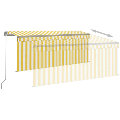 3069403 vidaXL Manual Retractable Awning with Blind&LED 3,5x2,5m Yellow&White (313240+313174+313282)