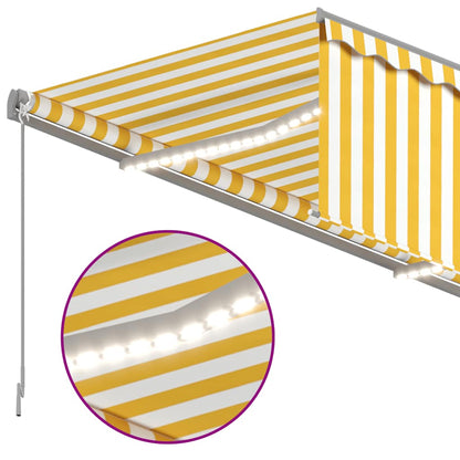 3069403 vidaXL Manual Retractable Awning with Blind&LED 3,5x2,5m Yellow&White (313240+313174+313282)