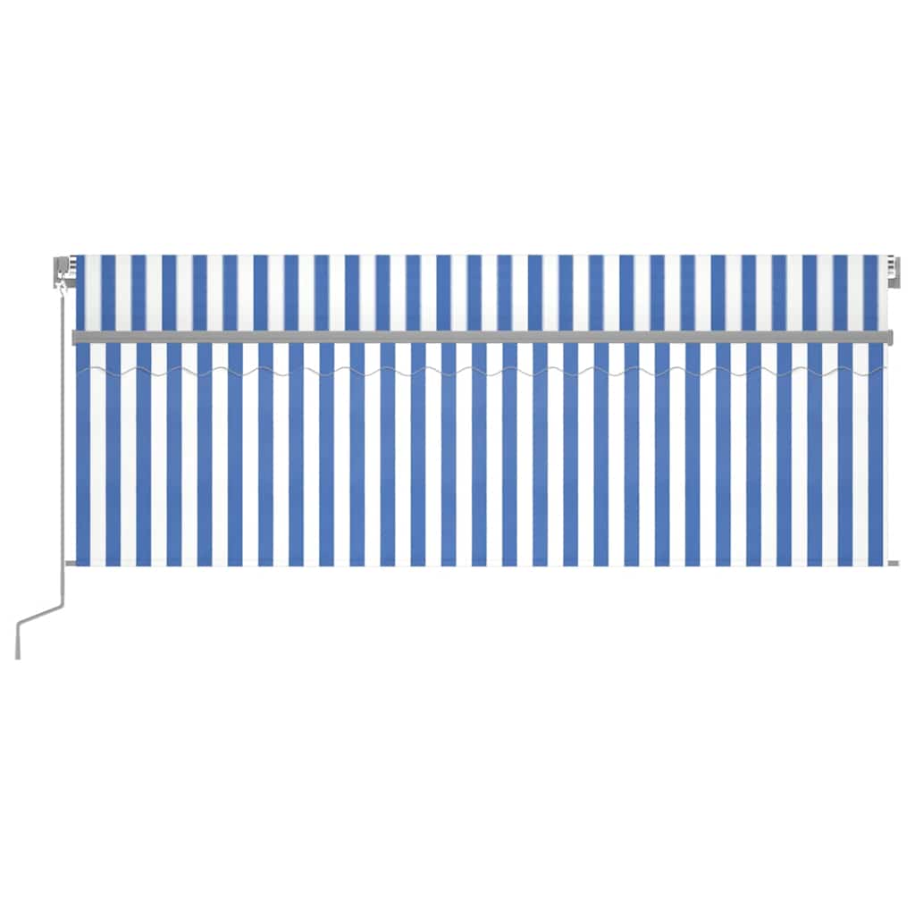 Manual Retractable Awning with Blind 4.5x3m Blue&White