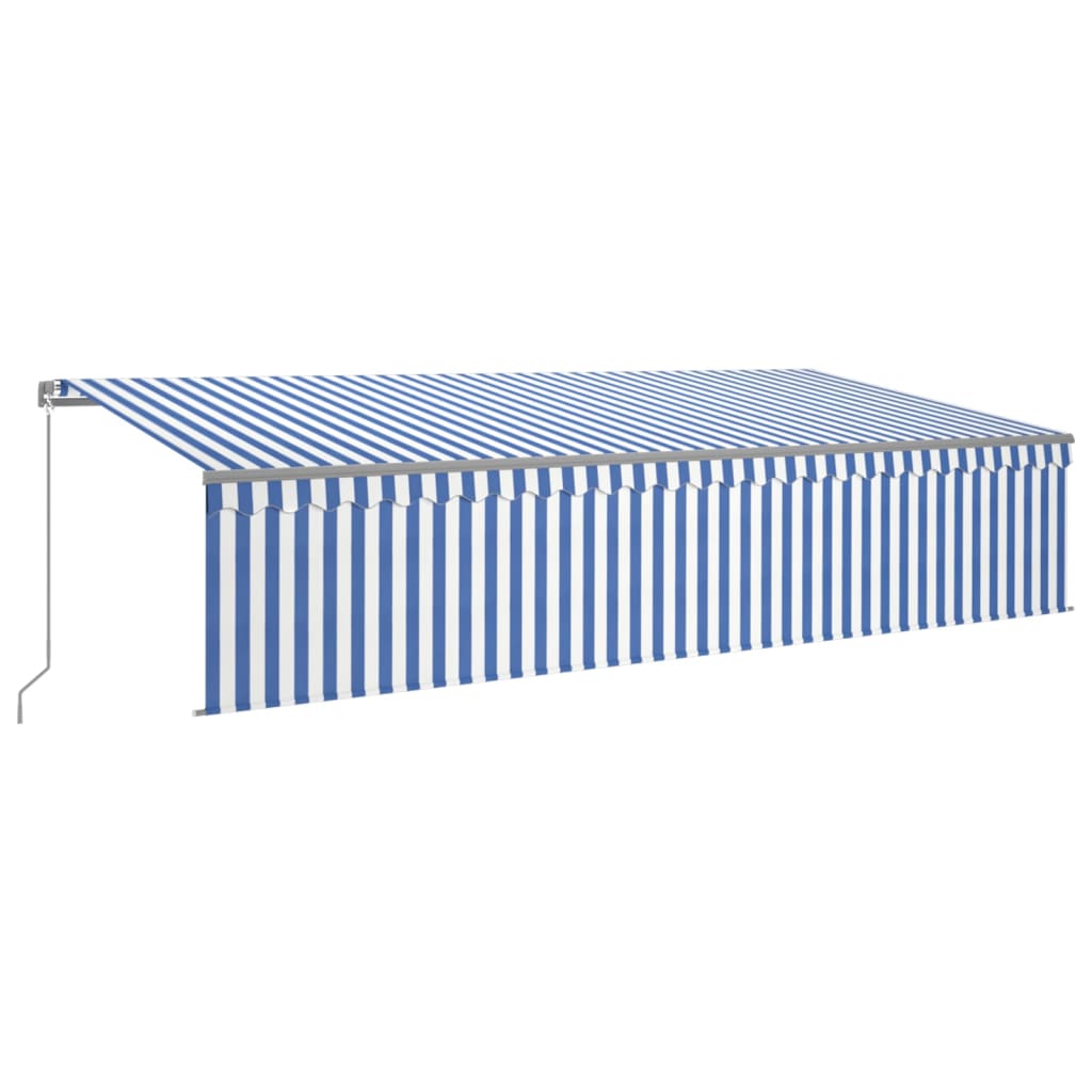 Manual Retractable Awning with Blind 6x3m Blue&White