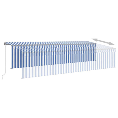 Manual Retractable Awning with Blind 6x3m Blue&White