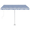 Manual Retractable Awning with LED 300x250 cm Blue and White