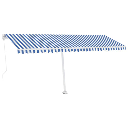 Manual Retractable Awning with LED 500x300 cm Blue and White