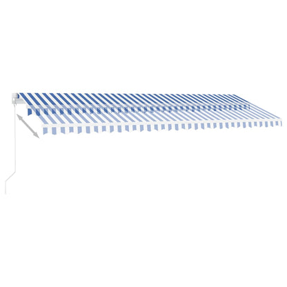 Manual Retractable Awning with LED 500x300 cm Blue and White