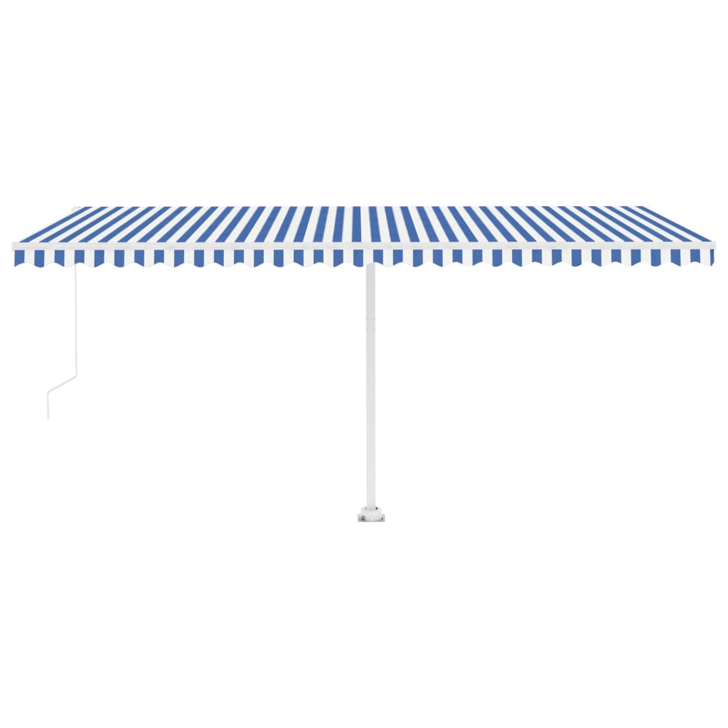 Manual Retractable Awning with LED 500x300 cm Blue and White