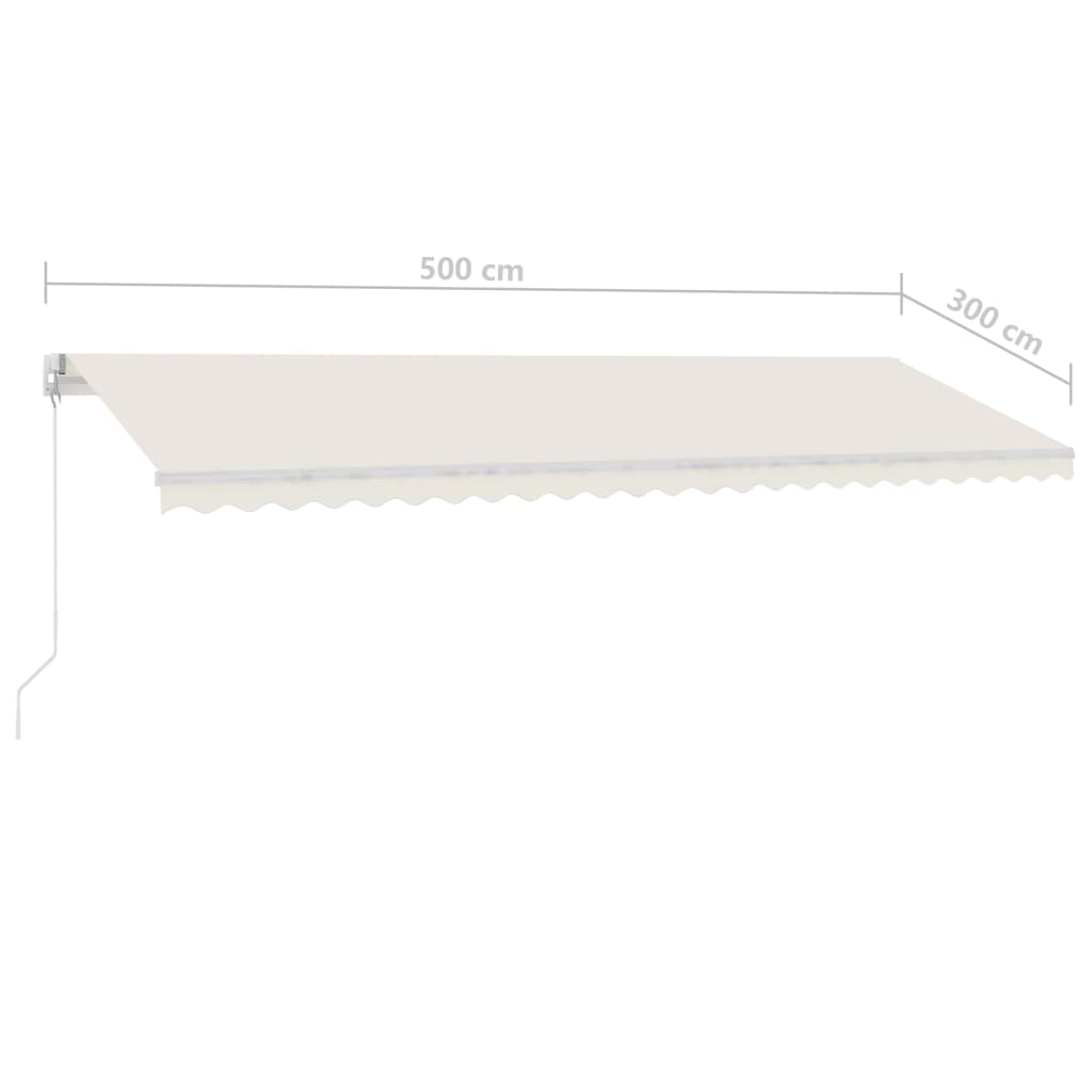 Manual Retractable Awning with LED 500x300 cm Cream