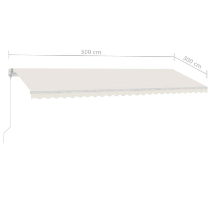 Manual Retractable Awning with LED 500x300 cm Cream