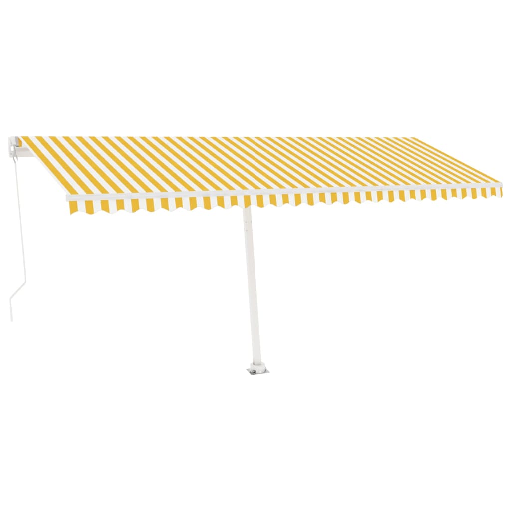 Manual Retractable Awning with LED 500x300 cm Yellow and White