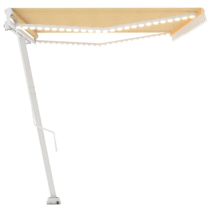 Manual Retractable Awning with LED 500x300 cm Yellow and White