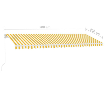 Manual Retractable Awning with LED 500x300 cm Yellow and White