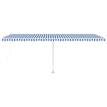 Manual Retractable Awning with LED 600x300 cm Blue and White