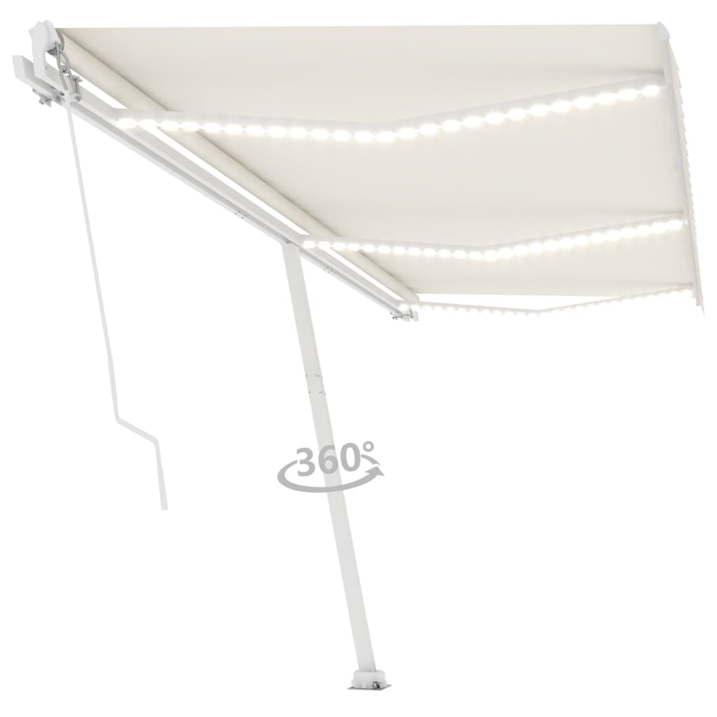 Manual Retractable Awning with LED 600x300 cm Cream