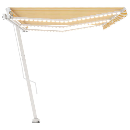 Manual Retractable Awning with LED 600x300 cm Yellow and White